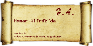 Hamar Alfréda névjegykártya